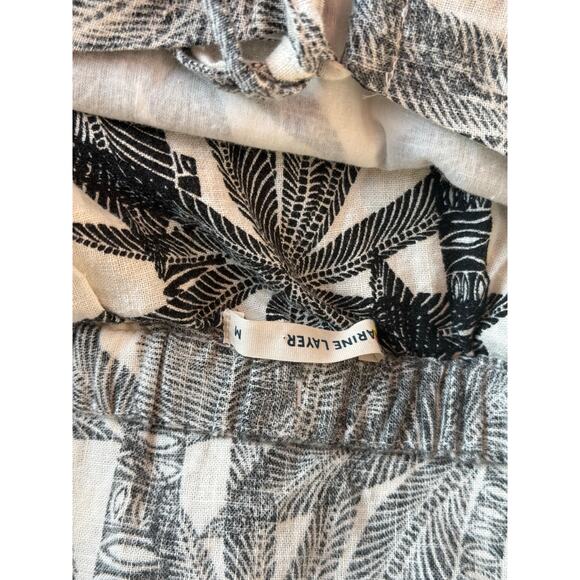 Marine Layer Lily Dress in Geo Palm Tropical Linen Print Black White Medium - Picture 7 of 9